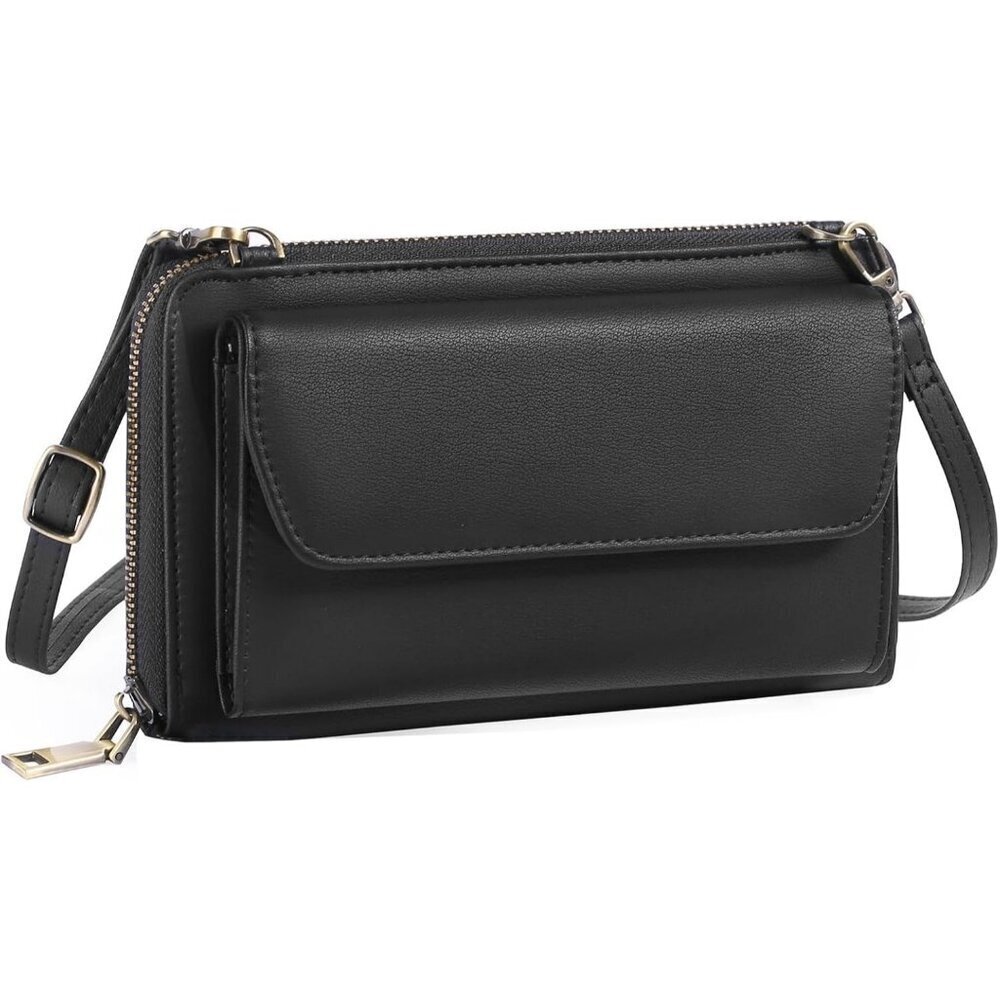 Women Z01 Black Phone Purse Crossbody Bags for Small Travel Wallet Touch Screen